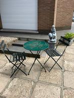 Tuin decoratie tafel en 2 stoelen in ijzer, Ophalen, Gebruikt
