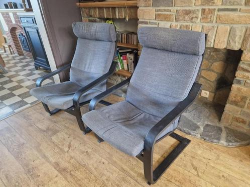 2 FAUTEUILS POANG, Huis en Inrichting, Fauteuils, Zo goed als nieuw, Hout, Stof, Ophalen of Verzenden