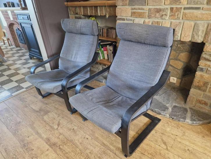 2 FAUTEUILS POANG, Huis en Inrichting, Fauteuils, Zo goed als nieuw, Hout, Stof, Ophalen of Verzenden