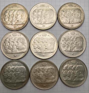 Lot 9 x 100fr Belgique, PRIX EN ARGENT ! disponible aux enchères