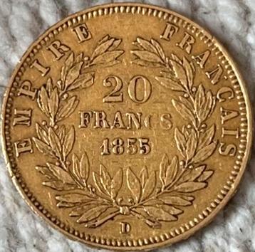 Pièce 20 Francs Or Napoléon III 1855 D 