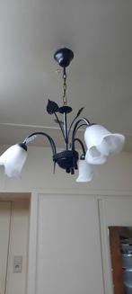 2 Kroonluchters met Opaalmatglaskappen met 3LED E14 - 50€, Antiek en Kunst, Ophalen