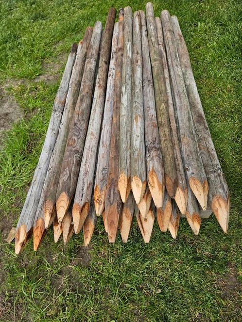 Hout tuinpaalen geïmpregneerd L= 1 m met punt voor 1 euro, Tuin en Terras, Palen, Balken en Planken, Zo goed als nieuw, Palen