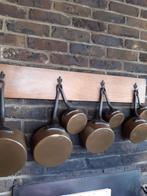 Koperen potten met houten rek, Antiek en Kunst, Antiek | Brons en Koper, Ophalen