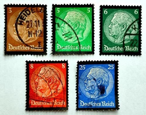 Deutsches Reich: 5 Rouwzegels Hindenburg 1934, Timbres & Monnaies, Timbres | Europe | Allemagne, Affranchi, Autres périodes, Enlèvement ou Envoi