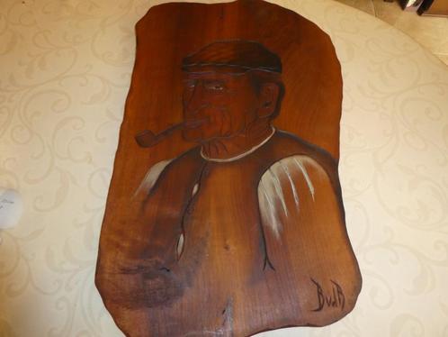 kunst houtgravure man met pijp.prijsdaling., Antiek en Kunst, Kunst | Etsen en Gravures, Ophalen