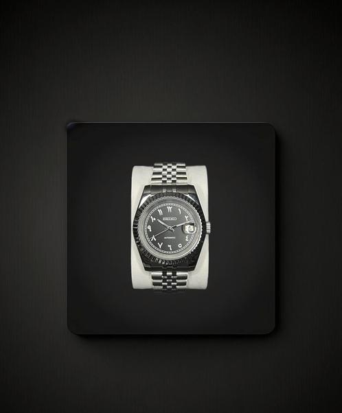 Seiko Mod Arabische wijzerplaat (zwart), Handtassen en Accessoires, Horloges | Heren, Zo goed als nieuw, Polshorloge, Seiko, Staal