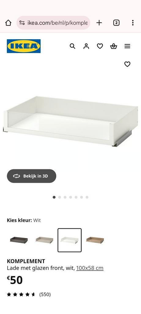 Komplement glazen front voor schuif 100x58 van pax kast, Huis en Inrichting, Kasten | Kleerkasten, Zo goed als nieuw, Ophalen