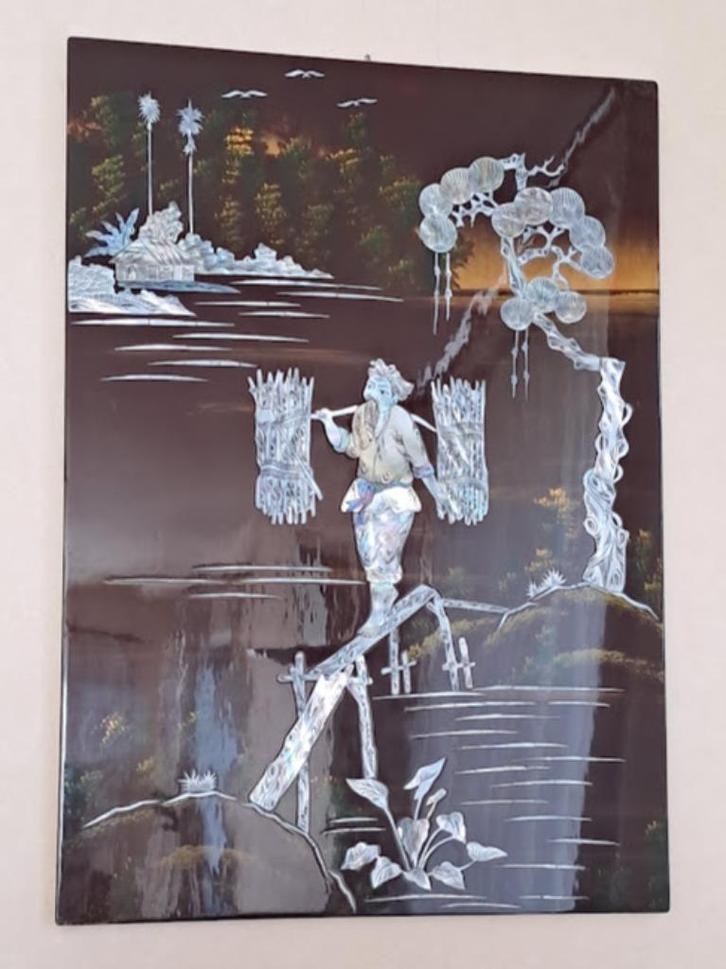 Aziatisch kunstwerk, Huis en Inrichting, Woonaccessoires | Wanddecoraties, Gebruikt, Ophalen