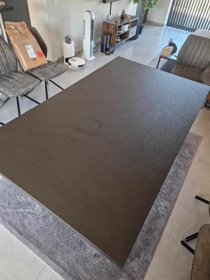 Grote Eettafel zwart met Alu voet, Huis en Inrichting, Tafels | Eettafels, Nieuw, 100 tot 150 cm, 200 cm of meer, Vijf personen of meer