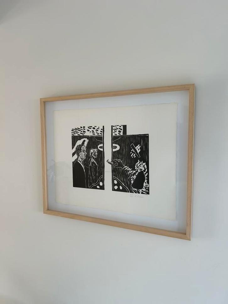 Houtsnede Roger Raveel, Antiek en Kunst, Kunst | Litho's en Zeefdrukken, Ophalen