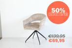 Eetkamerstoel Elena - Lichte taupe chenille stof, Huis en Inrichting, Overige kleuren, Nieuw, Ophalen of Verzenden, Metaal