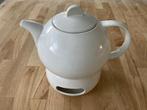 Witte keramische theepot van 750 ml + bordenwarmer, Huis en Inrichting, Keuken | Servies, Keramiek, Gebruikt, Ophalen of Verzenden