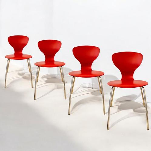 4x Il Po Iks Stoelen Door Giovanni Baccolini, Maison & Meubles, Chaises, Utilisé, Quatre, Synthétique, Autres matériaux, Rouge