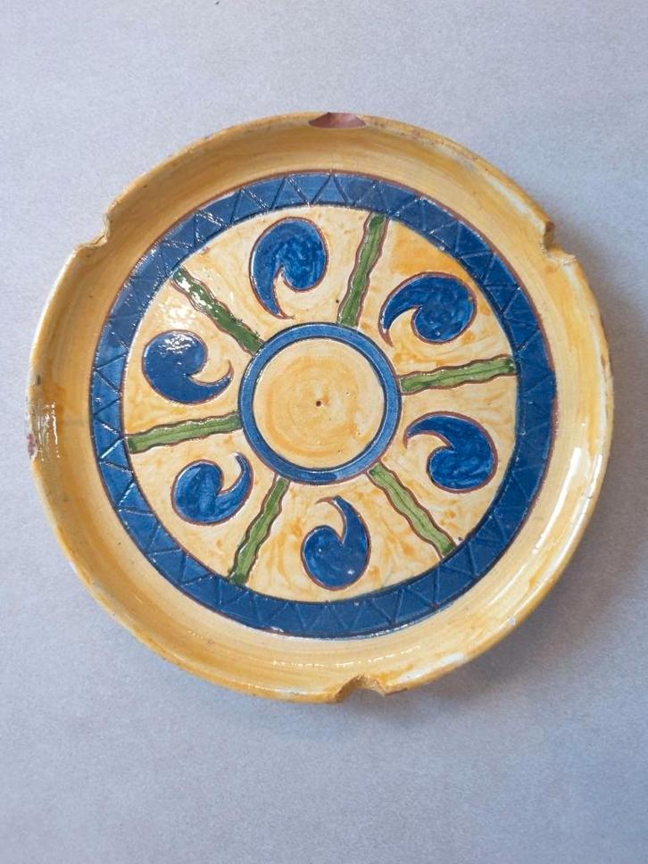 Geglazuurde keramiek schaal asbak diameter 18cm H 2cm, Antiek en Kunst, Antiek | Keramiek en Aardewerk, Ophalen