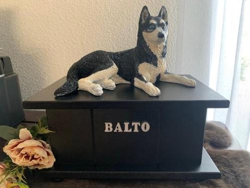 Husky hondenbeeld op urn handgemaakt als set te koop, Animaux & Accessoires, Accessoires pour chiens, Neuf, Enlèvement ou Envoi
