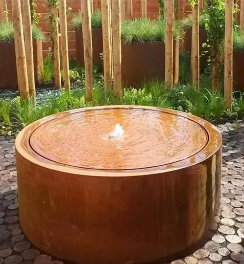 Cortenstalen waterpartijen/fontein, Tuin en Terras, Waterpartijen en Fonteinen, Nieuw, Waterornament, Overige materialen, Ophalen