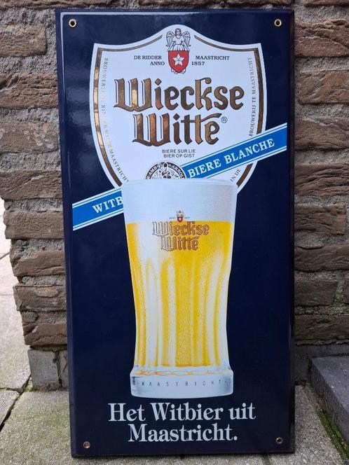 Emaillebord Wieckse Witte bier uit Maastricht, Verzamelen, Biermerken, Nieuw, Reclamebord, Plaat of Schild, Overige merken, Ophalen of Verzenden