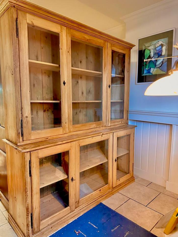 Fraaie, karakteristieke, Scandinavische vitrinekast., Huis en Inrichting, Kasten | Buffetkasten, Gebruikt, 200 cm of meer, 150 tot 200 cm