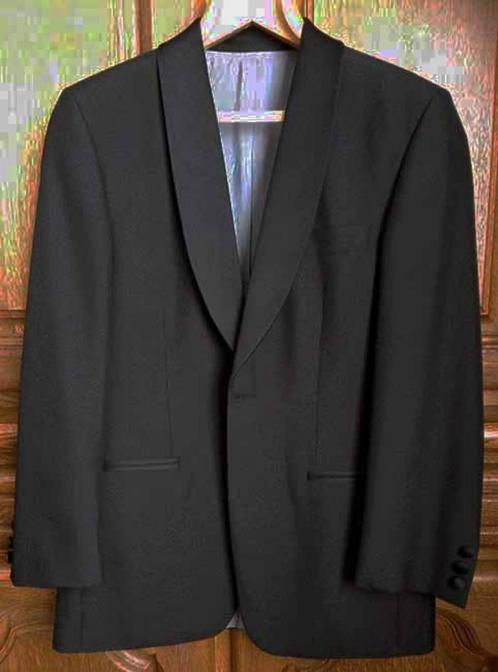 zwarte smooking, Kleding | Heren, Kostuums en vesten, Zo goed als nieuw, Maat 46 (S) of kleiner, Zwart, Ophalen