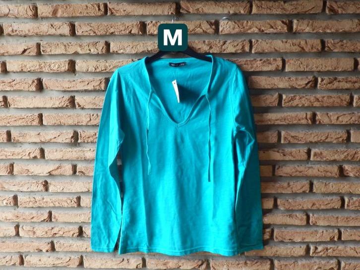 (182)- blouse femme t.M bleu vert - neuf - zara -, Kleding | Dames, Blouses en Tunieken, Nieuw, Maat 38/40 (M), Blauw, Ophalen of Verzenden