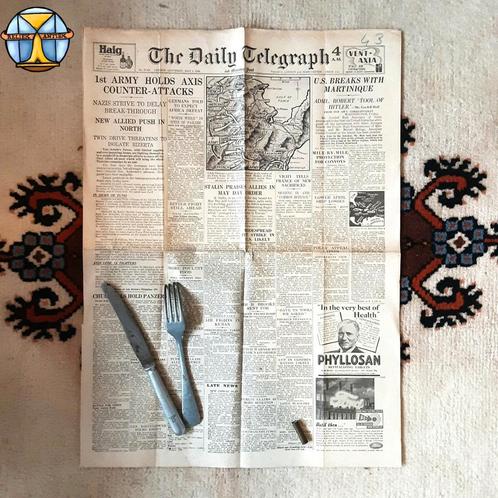 Journal de guerre anglais du 1er mai 1943 The Daily Telegrap, Livres, Guerre & Militaire, Utilisé, Autres sujets/thèmes, Deuxième Guerre mondiale