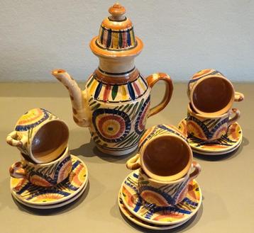 Service à thé où chocolat, en céramique Terracotta