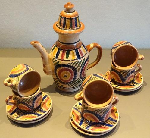 Service à thé où chocolat, en céramique Terracotta, Antiek en Kunst, Antiek | Servies compleet, Ophalen