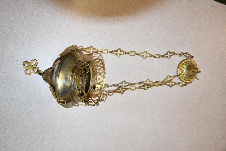 hanglampje koper religiosa, Antiek en Kunst, Antiek | Verlichting, Ophalen of Verzenden