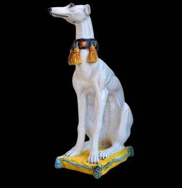 Figure polychrome d'un lévrier en majolique italienne 1960, Enlèvement ou Envoi