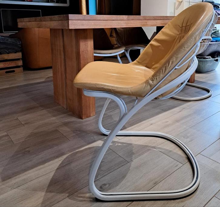 Lot de 4 chaises Gastone rinaldi "sabrina" pour Thema, Maison & Meubles, Chaises, Utilisé, Quatre, Cuir, Autres couleurs, Enlèvement