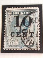 Suriname 1898 - Koning WIllem III - opdruk 10 cent, Ophalen of Verzenden, Gestempeld