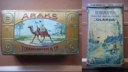 2 boîtes cigarettes ARAKS-Kwatta Olanda-Collection, Marque, Collections, Boîte en métal, Utilisé, Autre, Autres marques, Enlèvement