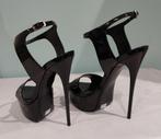 631C* 1969 sexy zwarte volledig leren sandalen  (36), Verzenden, Zwart, Nieuw, Schoenen met hoge hakken