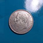België 5 frank zilver Leopold II 1873 - prachtig ! - korte p, Zilver, Ophalen of Verzenden, Losse munt, Zilver