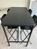 Bartafel + 4 barkrukken 130x70x105cm, Huis en Inrichting, Barren, Ophalen, Zo goed als nieuw, Inclusief barstoelen