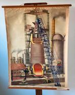 Antieke schoolplaat op linnen Hoogoven, Antiquités & Art, Antiquités | Cartes scolaires, Enlèvement ou Envoi