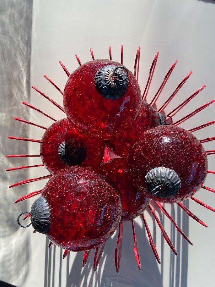 6 Zware 60 jaar oude massieve glazen retro HEKSENKERSTBALLEN, Divers, Noël, Comme neuf, Enlèvement