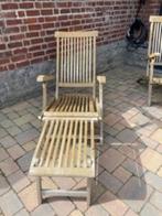 Teaken ligstoel, Jardin & Terrasse, Chaises longues, Enlèvement, Utilisé, Bois de teck, Pliant