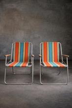 Chaises de jardin à rayures rétro, Enlèvement, Utilisé, Bleu, Deux