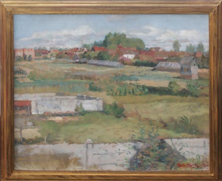 Romain Malfliet (1920-2006): Landschap (65 x 75 cm), Antiek en Kunst, Kunst | Schilderijen | Klassiek, Ophalen of Verzenden