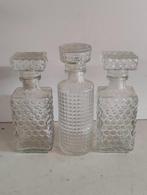 Lot van 3 decoratieve karaffen voor drank in glas, Ophalen of Verzenden