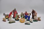 Vintage set van 17 grote kerstfiguren  - gips, Diversen, Kerst, Ophalen of Verzenden