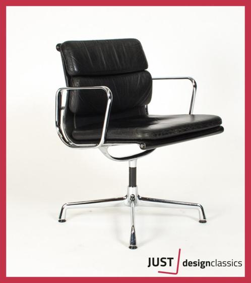 Vitra Eames ea 207 Zwart Leder Chroom (voorraad:3), Huis en Inrichting, Stoelen, Gebruikt, Zwart, Ophalen
