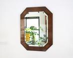 Grote rechthoekige houten geslepen Art Deco octagon spiegel, Huis en Inrichting, Woonaccessoires | Spiegels, Ophalen, Zo goed als nieuw
