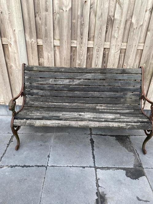 Antieke tuinbank 1900 leeuwenkop, Tuin en Terras, Tuinbanken, Zo goed als nieuw, Ophalen