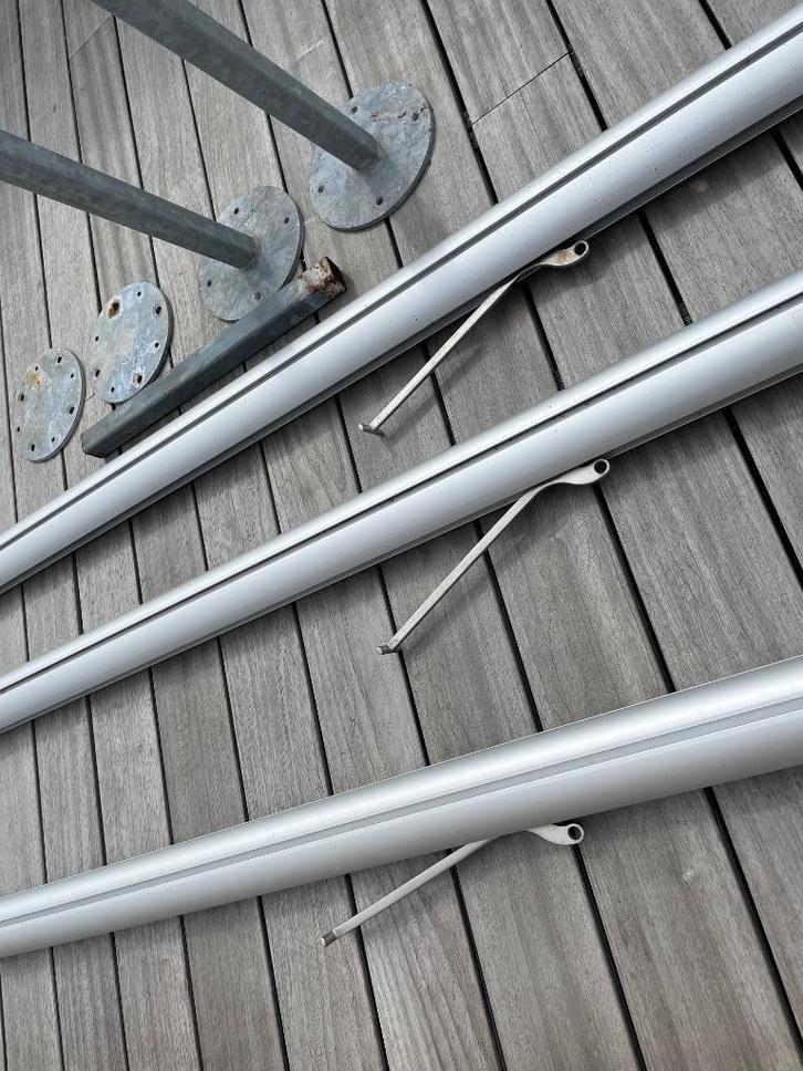 Twee Inox palen voor schaduwdoek (verlaagde prijs!), Jardin & Terrasse, Voiles d'ombrage, Utilisé, Enlèvement