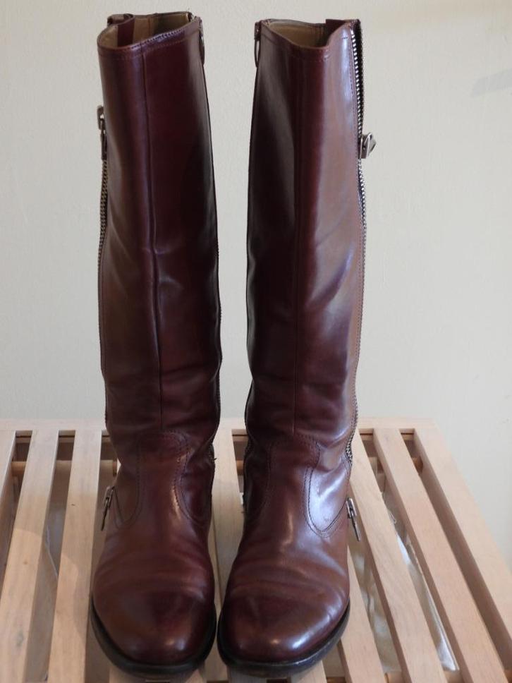 BISCONTI  lederen laarzen - bordeaux kleur - mt 39/40, Kleding | Dames, Schoenen, Gedragen, Hoge laarzen, Rood, Ophalen of Verzenden