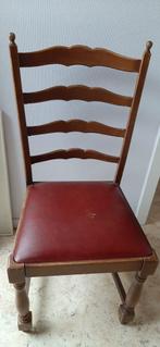 Vintage stoel in hout met bordeaux bekleding, Maison & Meubles, Chaises, Brun, Bois, Vintage, Enlèvement