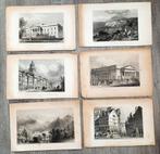 Oude prenten (6 stuks): Edinburgh (4) Lake Nemi en Luzern, Antiek en Kunst, Kunst | Etsen en Gravures, Ophalen of Verzenden